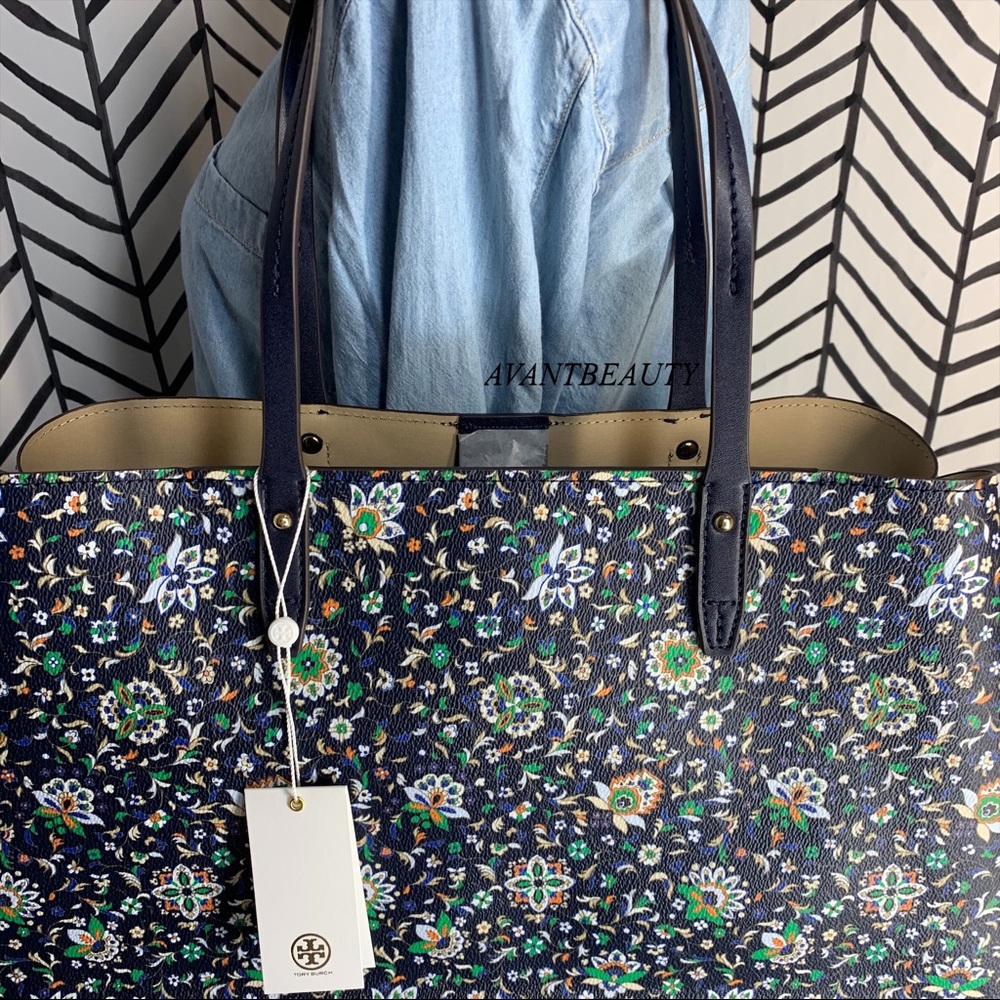 Tory Burch kerrington soleil floral blue large bag - Picture 6 of 15